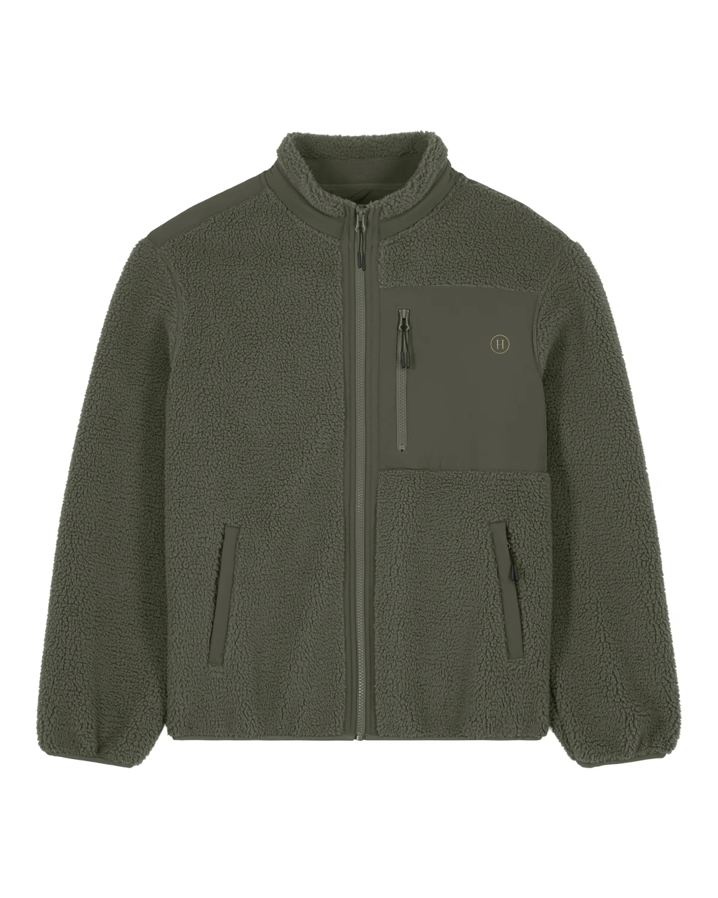 Green fleece jacket on a white background