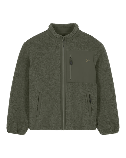 Green fleece jacket on a white background