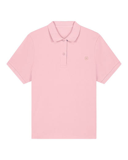Pink polo shirt on a white background